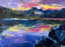 Rocky Mountains Painting Original Oil Painting 10x14" Colorado Art signed