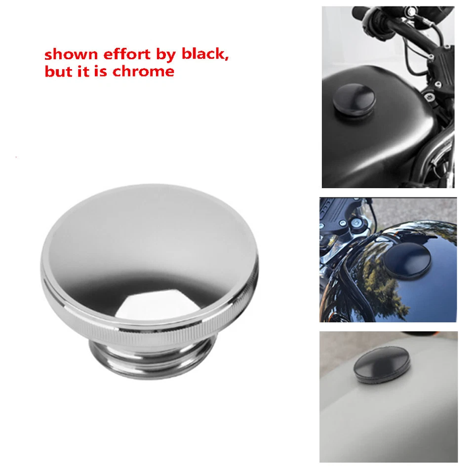 Chrome Gas Fuel Tank Cap For Harley Davidson Sportster XL883 XL1200 Dyna Softail Foto 3 de 4