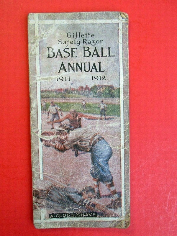 RARE BASEBALL ANNUAL 1911-1912 PROGRAM BOOK ADVERTISING GILLETTE RAZOR ANTIQUE