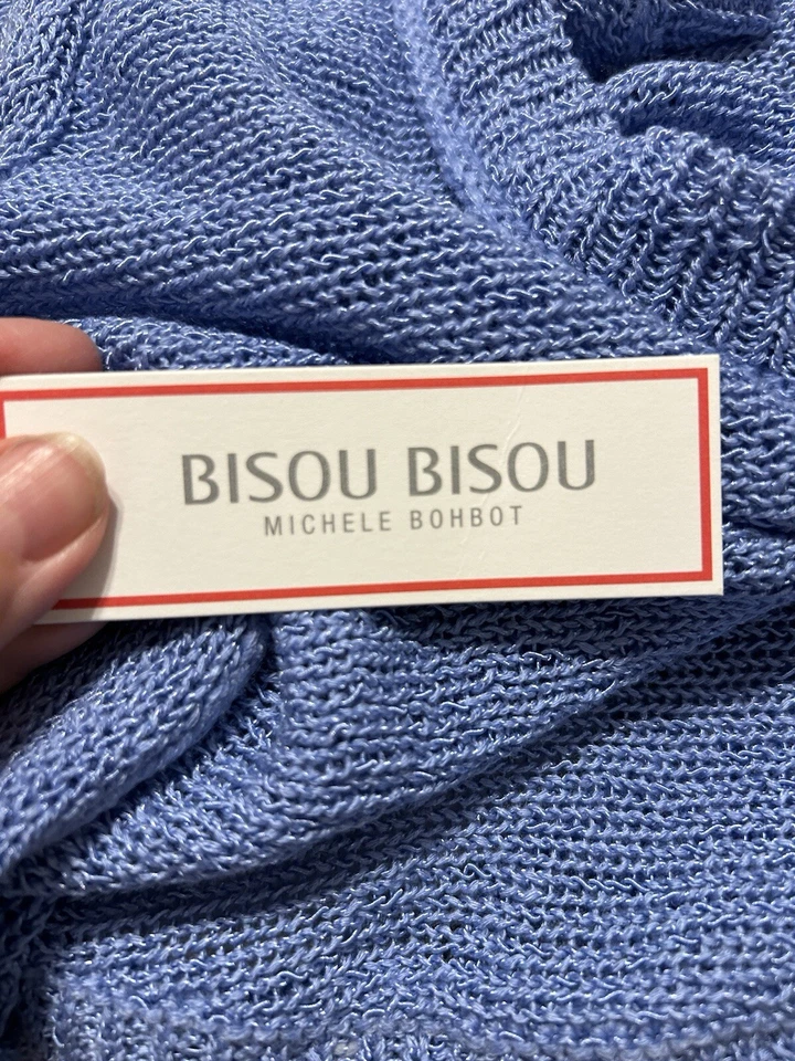 NWT Bisou Bisou Open Back Sweater Hi-Lo Periwinkle Blue Sz M Crochet Knit - Image 3 of 4