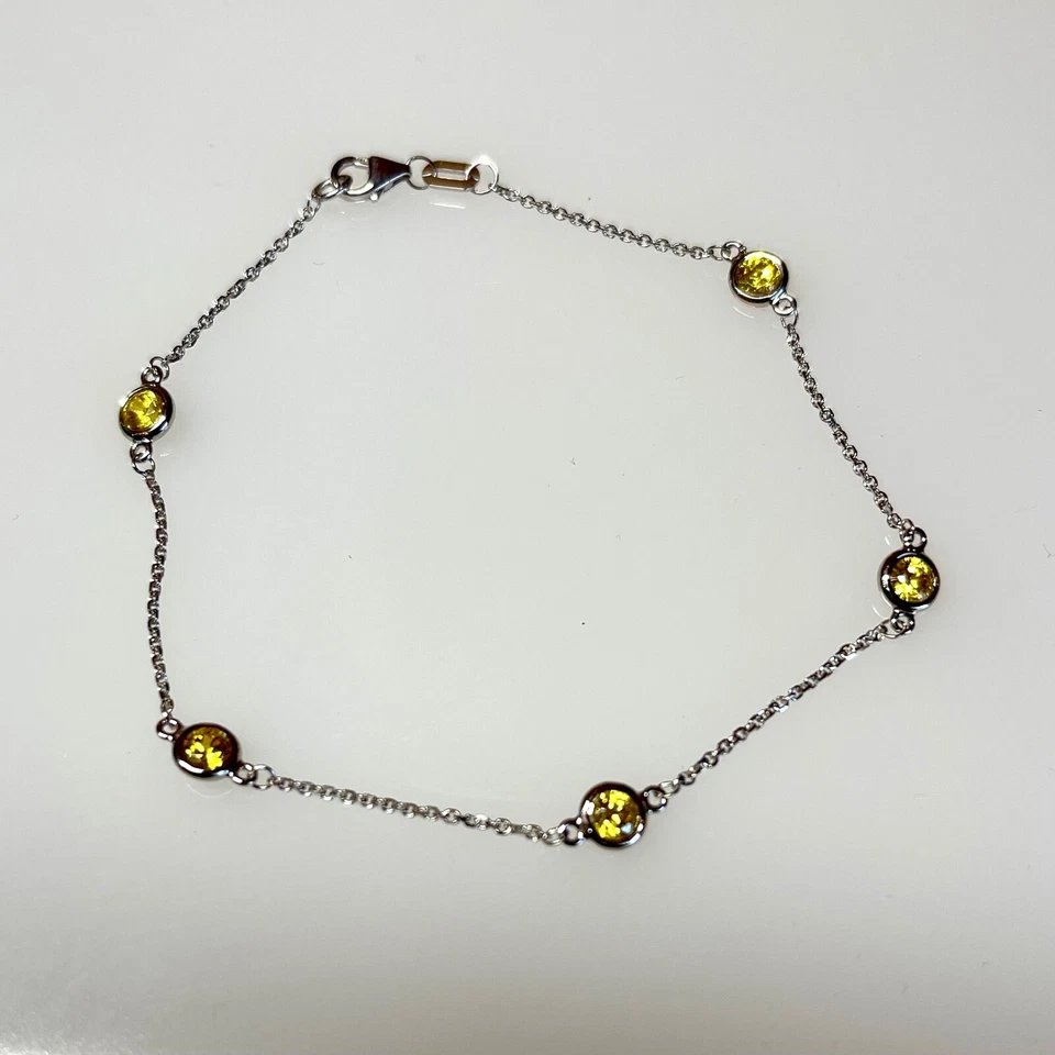 Pulseira de ouro 14k feita pelo homem 1 TCW extravagante diamante amarelo canário por jarda Station - Imagem 2 de 4