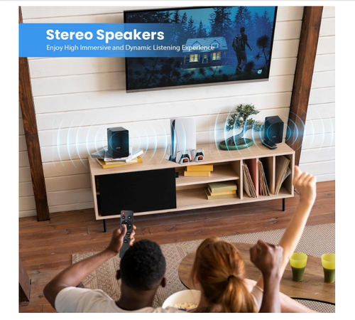 Powered Bookshelf Speakers Pair 70W 5 Way Wired Vinyl Record Player Subwoofer - Picture 6 of 8