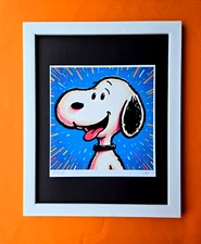 AIDAN FLUX | Hand Signed Original Print Framed LtdED of 69 COA SNOOPY IS HAPPY