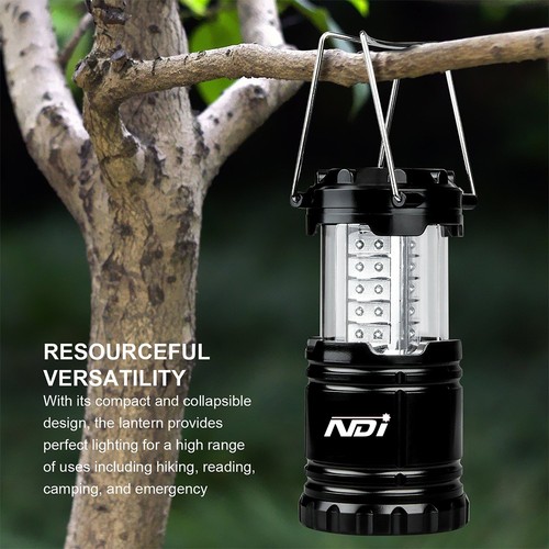 4 Pack Portable Outdoor LED Camping Lantern + 12 AA Batteries Black ND-001 OZ - Picture 7 of 7