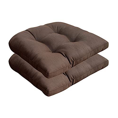 BOSSIMA Patio Tufted Seat Cushion for Outdoor Furniture, Set of 2, Coffee - Picture 1 of 6