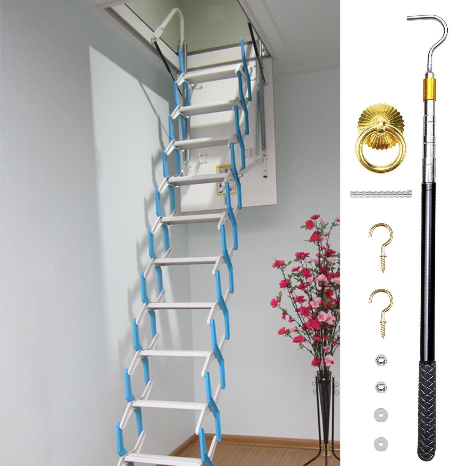 Attic Ladder Pull Down System Hardware Kit Household Loft Stairs Pull Down