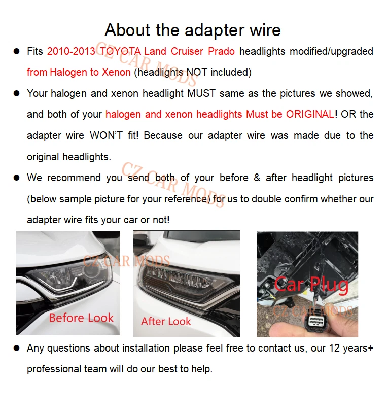 Cable adaptador TOYOTA Land Cruiser Prado 2010-2013 faros halógenos a xenón HID Foto 2 de 4