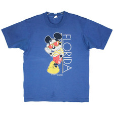 Walt Disney Mickey Mouse Florida Velva Sheen T-Shirt Size L USA Vintage 1980s SS