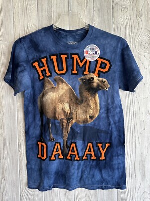 NWOT Men's Size Small 34/36 Navy Tie Dye 3D Tees ''Hump Daaaay Humorous T-Shirt