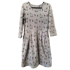 L.A. Soul Women's Gray Alpaca Print Knit Dress 3/4 Sleeve Casual Cute sweater