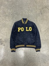 Vintage Polo Ralph Lauren Denim Letterman Spellout Baseball Varsity Jacket Sz M