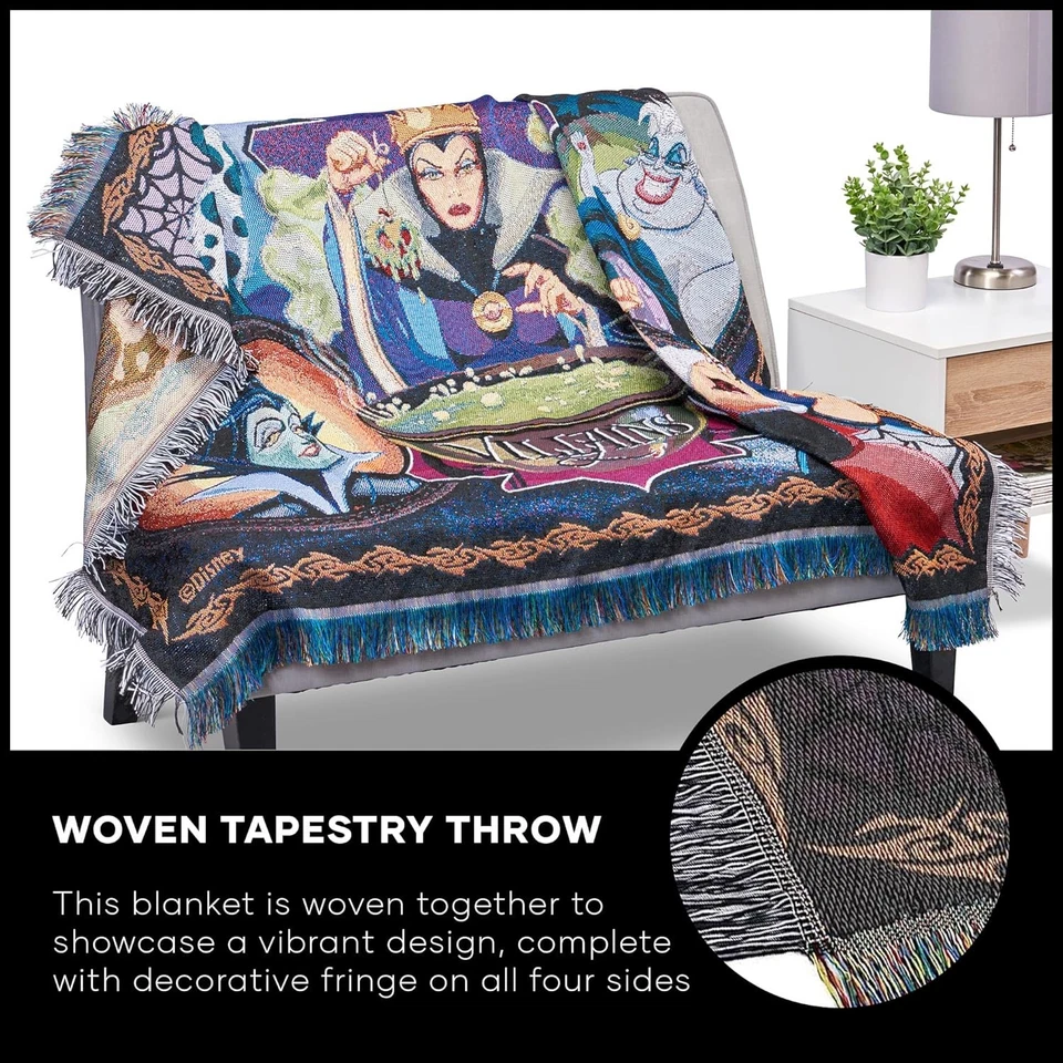 Disney-Pixar Villains, "Vile Villains" Woven Tapestry Throw Blanket, 48" x 60", - Image 3 of 4