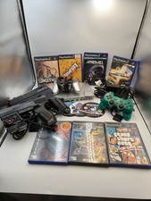 Sony Playstation 2 PS2 Slim Silver Console 10 Games 2 Controllers Blasters PAL