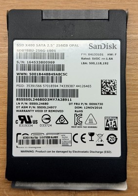 ScanDisk SATA SSD X400 256GB Opal SATA 6G 2,5'' SD8TB8U-256G