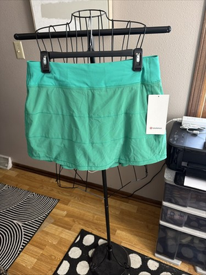 #ad Lululemon Pace Rival Mid Ruse Green Tennis SKORT Logo Size 10 New With Tags $59.99