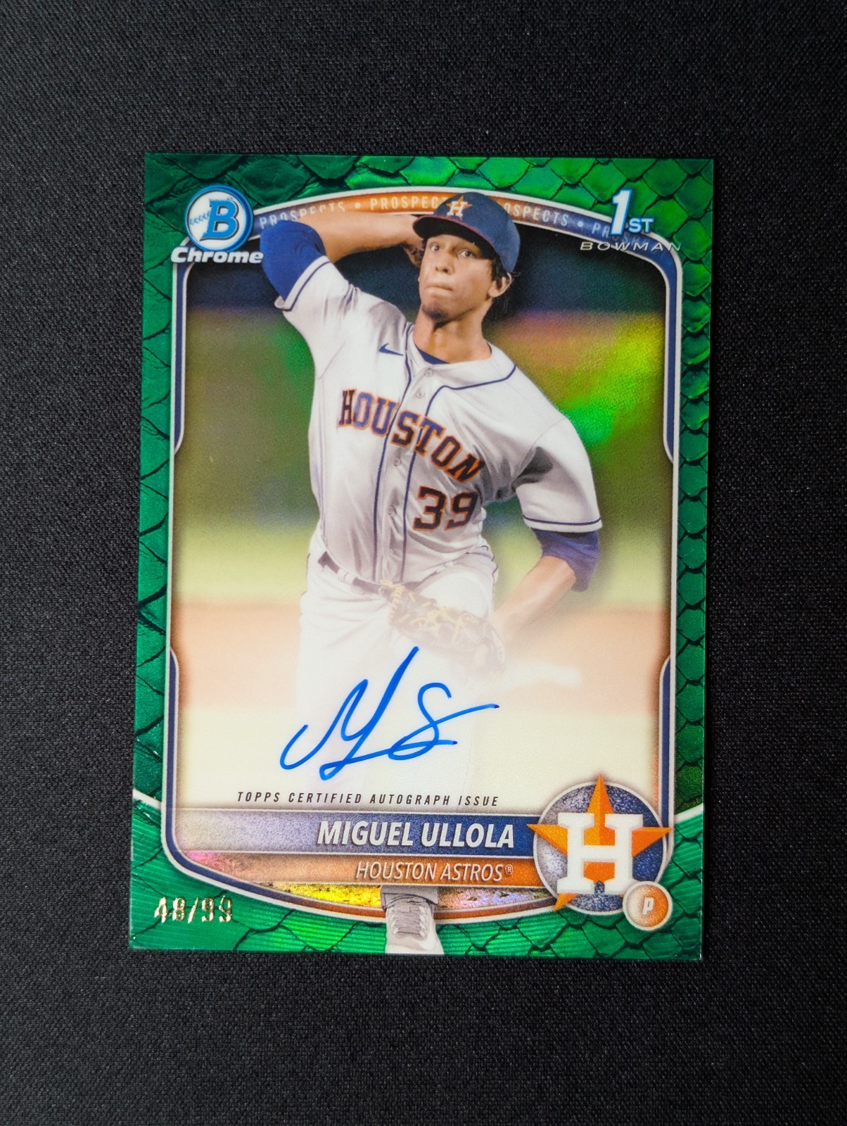 2025 Bowman Chrome Green Reptilian Miguel Ullola /99 Auto Astros 1st Prosp.