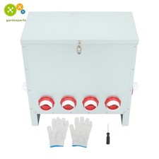 4/6/10-Ports Automatic Chicken Feeder Metal Poultry Feeder Box Outdoor W/ Latch