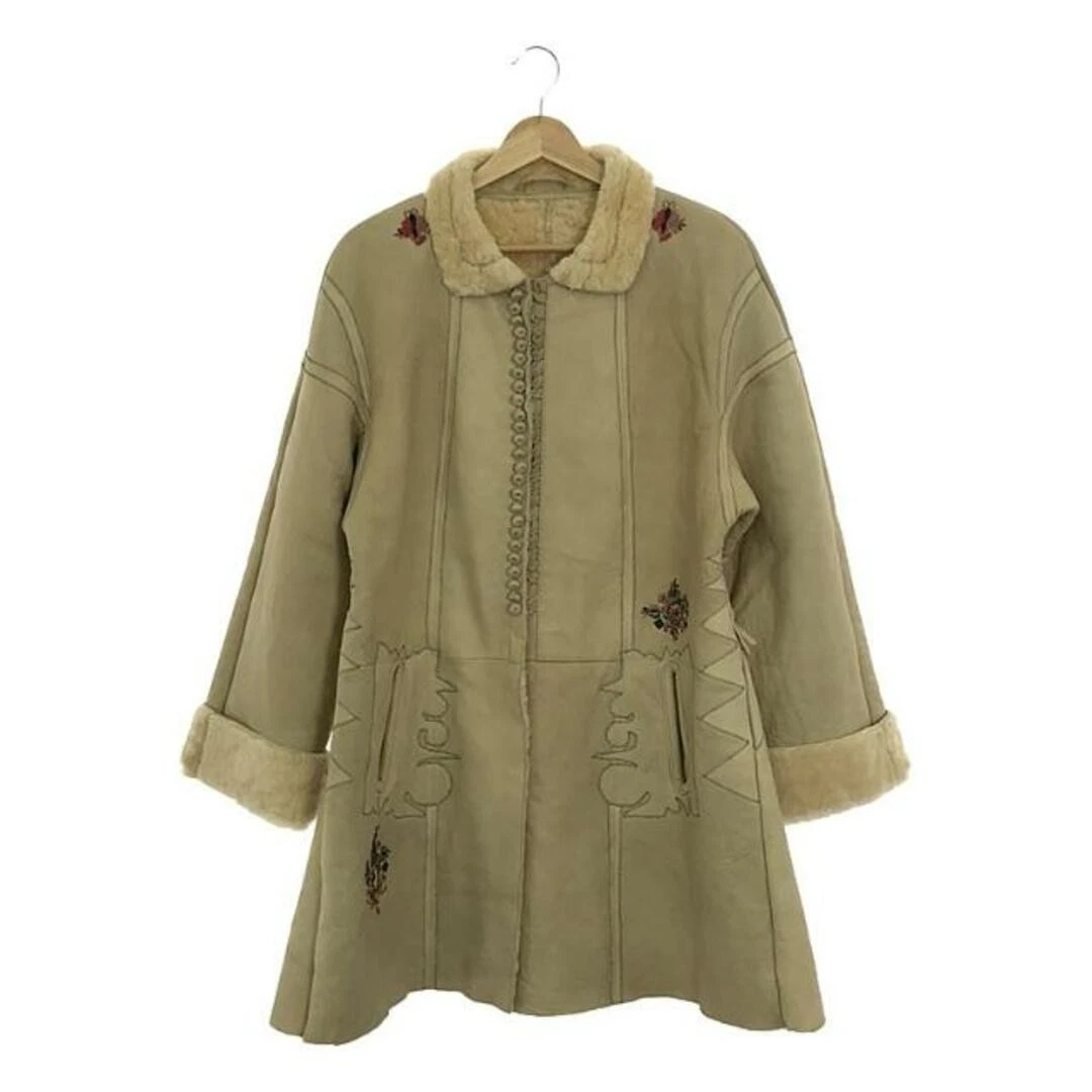 KENZO Cappotto donna pelle di pecora da lavoro punto ricamato 40 avorio usato0