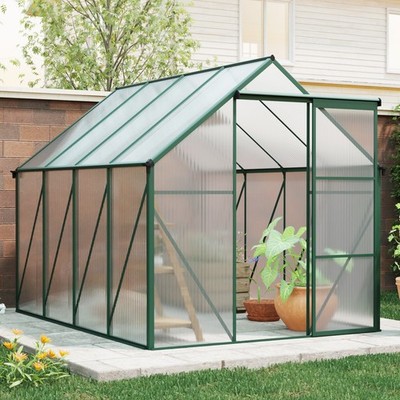 6x8 FT Polycarbonate Walk-in Greenhouse with Aluminum Frame for Outdoor Backyard