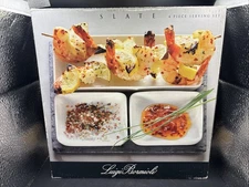 Slate Luigi Bormioli Serving Set Of 4 Slate Board With Porcelain Trays