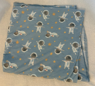 COPPER PEARL Astronaut Space Swaddle Blanket Blue Stars Baby Receiving