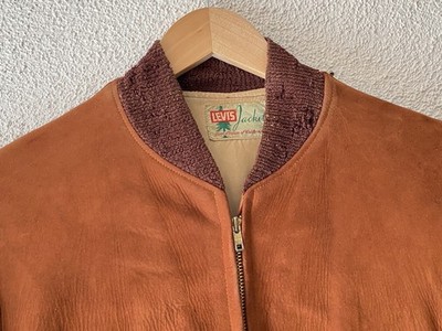 1950s vtg LEVIS COGNAC SUEDE BOMBER JACKET M PINE TREE LABEL