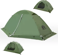 1/2 Person Backpacking Tent for 4-Season - Winter Waterproof 2 Person, Green 