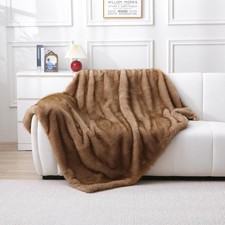 Luxury Thick Plush Faux Fox Fur Throw Blanket Warm Furry Cozy Soft Decorative Bl
