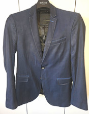 ZARA MAN Navy Wool Twill Slim Fit 2-Piece Suit 46R 38"C W32 L32