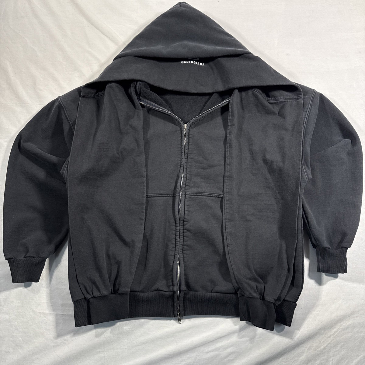 Balenciaga Double Ring Four Sleeve Zip Up Hoodie Black Small 1 | eBay