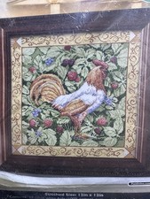 Bucilla BERRY PATCH ROOSTER Cross Stitch Kit WM45627 12x12 Farm Chicken New