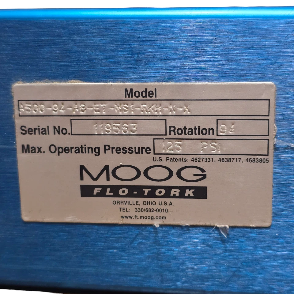 Actuador rotativo neumático Moog Flo-Tork A550-94-AB-ET-MS1-RKH-N-X 125 PSI máximo Foto 2 de 4