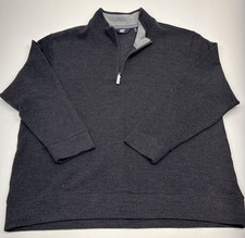 Lands End 1/4 Zip Sweater Pullover Mens 2XL Dark Gray Rib Knit NWOT