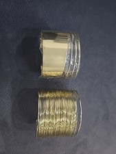 2 Pcs Gold Tone Chunky Multiple Lines Adjustable Cuff Bracelet