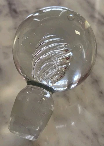 VTG BLENKO GLASS AIR TWIST TWISTER STOPPER ROUND GLASS CRYSTAL DECANTER LARGE