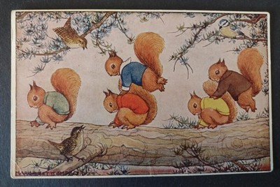 Künstler Postkarte, Margaret Tempest, Eichhörnchen, Leapfrog