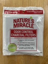 Natures Miracle Odor Control Universal Charcoal Filter - Total 2 Filters NEW