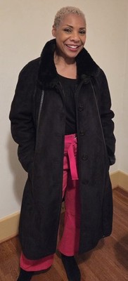 Gallery Women's Long Length Black Faux Fur Coat