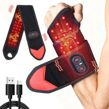 Red Light Therapy for Wrist Hands Wrap, Cordless Infrared Heating Pad with Vibra