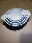 Pyrex Snowflake Garland Blue White Cinderella Mixing Bowl Complete Set Of 4