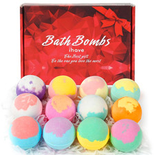 Bath Bombs for Kids and Women, 12 Natural Handmade Bath Bomb Gift Set, Bubble Ba