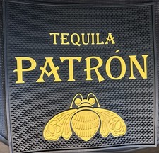 Tequila Patron Service Bar Mat 14.5" x 14.5" Square Rubber Black/Yellow **NEW**