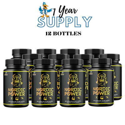 Nordic Power- Bodybuilding & Men's Health Support- 12 Bottles- 1080 Capsules