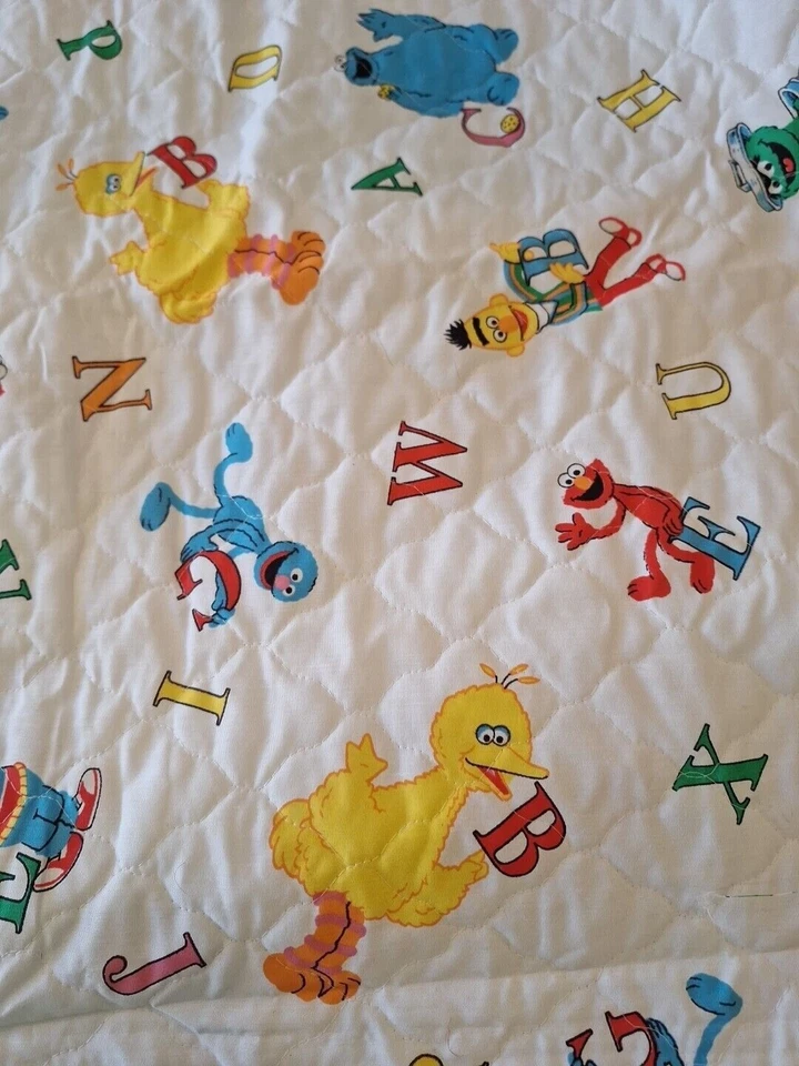 3 Yards Vintage Quilted Sesame Street Comforter Fabric 110"x45" Alphabet Letters - Image 3 of 4