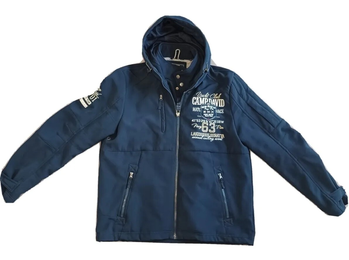 ⭐️CAMP DAVID Softshelljacke Herren XXL • 2XL Blau Kapuze