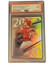 2020 Bowman Draft Austin Hendrick, 20 In '20 Refractor, PSA 9, /250, Pop 2