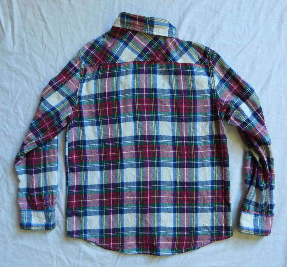 Camisa de franela blanca roja verde a cuadros perla broches de presión manga larga - pequeña de algodón para hombre Foto 2 de 4