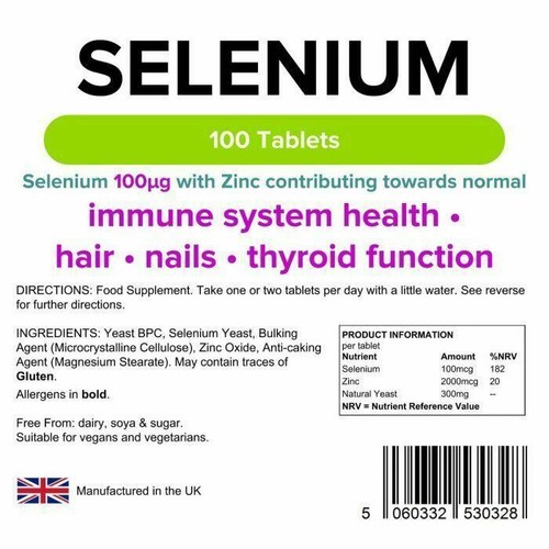 Selenium, Yeast & Zinc 100 tablets Immune Support Lindens - Picture 3 of 4