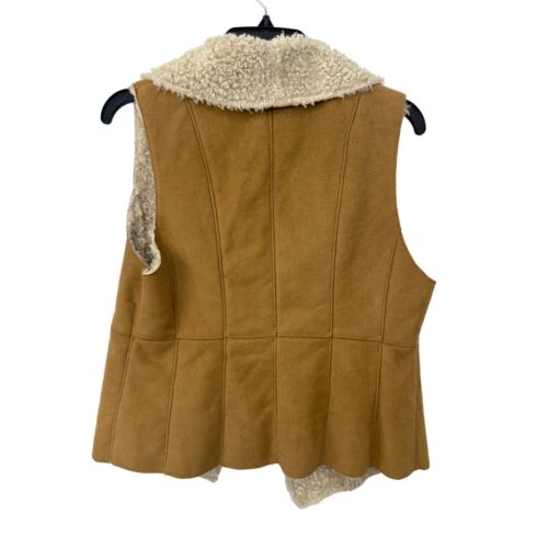 Talbots Faux Shearling Faux Suede Sherpa Vest Size Small Petite Faux Fur Comfort - Picture 2 of 8