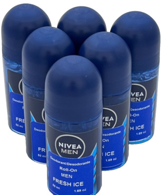 NIVEA DEODORANT ROLL-ON MEN FRESH ICE. 1.69 OZ. (6 PACK)